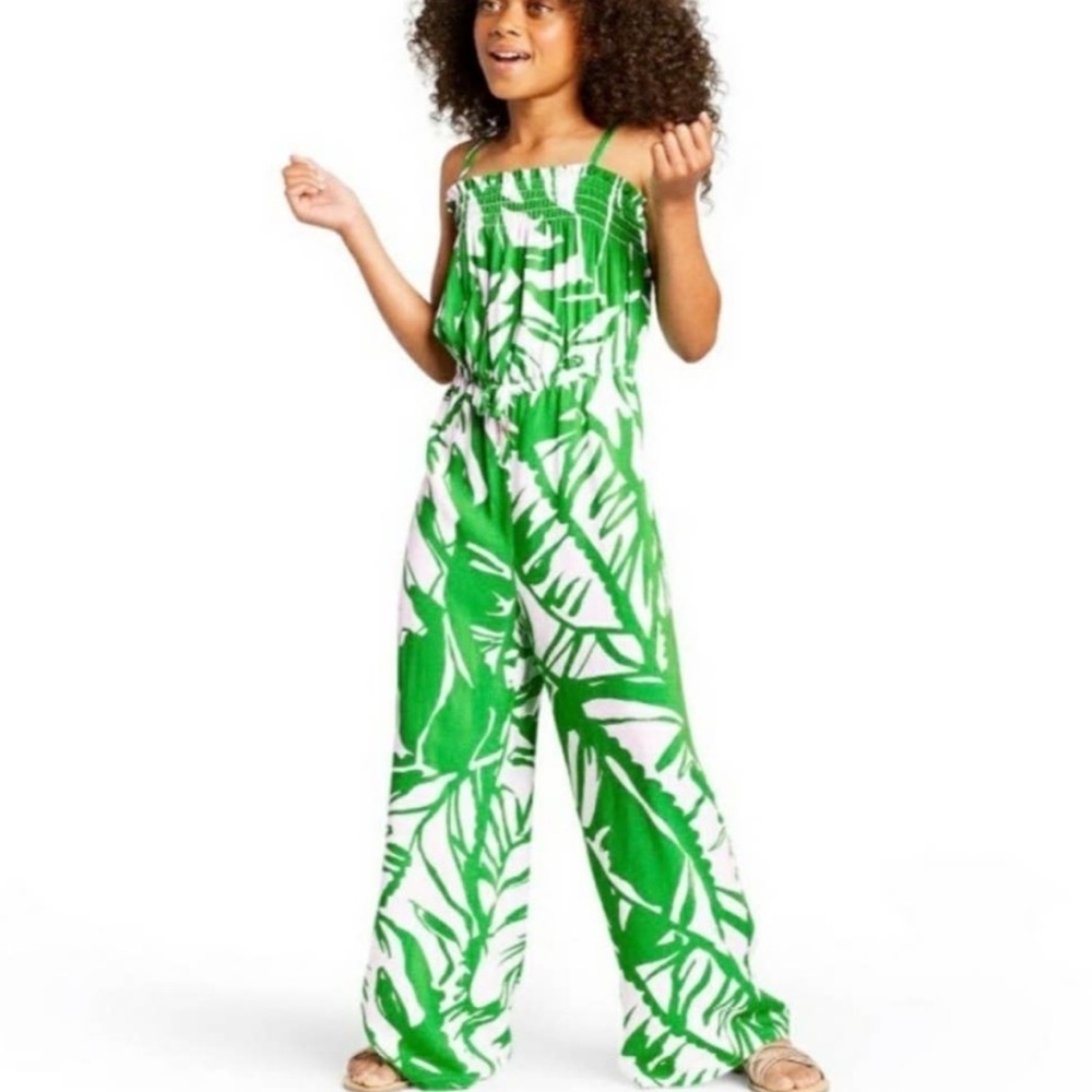 Lilly Pulitzer Green Leaf Print Kids Romper